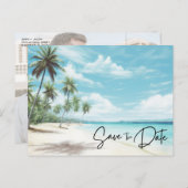 Carte Postale Faire-part Beach Destination Mariage Photo Enregistrer La Dat (Devant / Derrière)