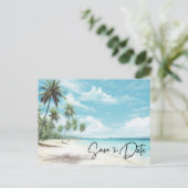 Carte Postale Faire-part Beach Destination Mariage Photo Enregistrer La Dat (Debout devant)