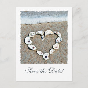 Carte Postale Faire-part Beach Heart Sauvez la date