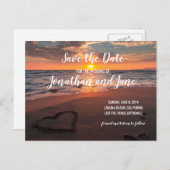Carte Postale Faire-part Beach Ocean Coeur Mariage Économisez la date (Devant / Derrière)