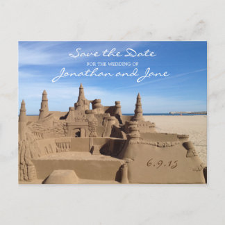 Carte Postale Faire-part Beach Ocean Love Sandcastle Wedding Enregistrer la