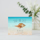 Carte Postale Faire-part Beach Ocean Seashell Mariage Sauvez les dates (Debout devant)