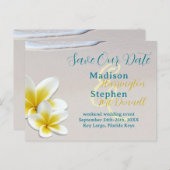 Carte Postale Faire-part Beach Sand Mariage tropical Enregistrer la date Ca (Devant / Derrière)