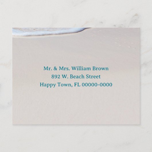 Carte Postale Faire-part Beach Sand Mariage tropical Enregistrer la date Ca (Dos)