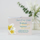 Carte Postale Faire-part Beach Sand Mariage tropical Enregistrer la date Ca (Debout devant)