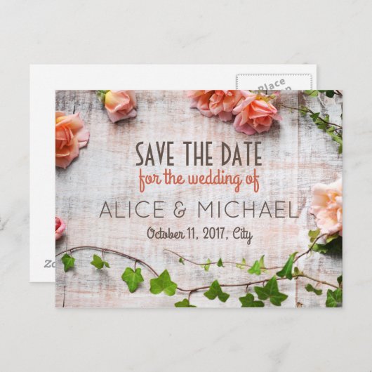 Carte Postale Faire-part Beau arrangement floral rustique (Devant / Derrière)