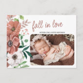 Carte Postale Faire-part Bébé Automne Photo Fleurs Automne Naissance (Devant)