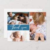 Carte Postale Faire-part Bébé Blue Second Multi photo Merci (Devant / Derrière)