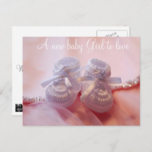 Carte Postale Faire-part Bébé fille (Devant / Derrière)