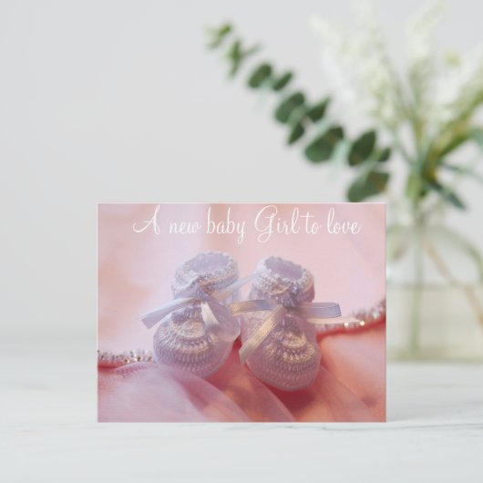 Carte Postale Faire-part Bébé fille (Debout devant)