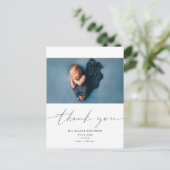 Carte Postale Faire-part Bébé Merci douche Calligraphie moderne Photo (Debout devant)