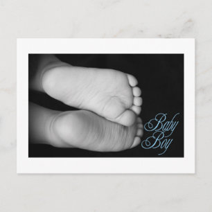 Carte Postale Faire-part Bébé mignon Pieds Bébé bleu