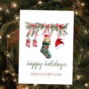 Carte Postale Faire-part Bébé ours de Noël tenue rouge Santa Ligne de vêtem