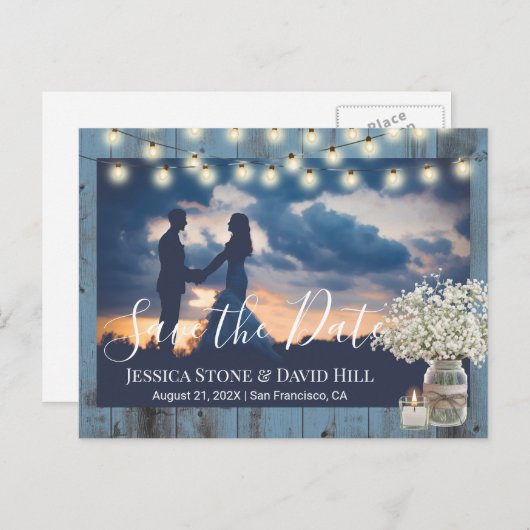 Carte Postale Faire-part Bébé respirer Jar Dusty Blue Photo Enregistrer la  (Devant / Derrière)