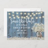 Carte Postale Faire-part Bébé rustique respirer Dusty bleu Enregistrer la d (Devant / Derrière)