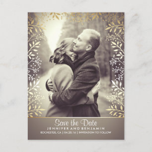 Carte Postale Faire-part Bébé's Breath Gold Foil Photo Enregistrer la date