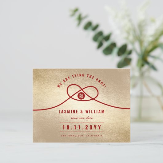 Carte Postale Faire-part Bécasseau Maubèche Double Bonheur Chinois Faire-Pa (Debout devant)