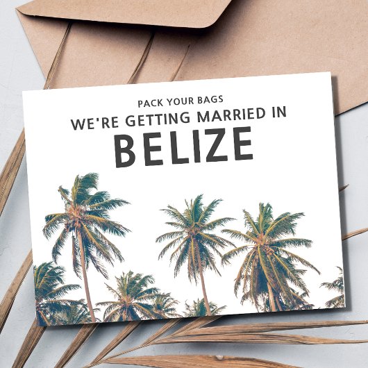 Carte Postale Faire-part Belize Destination Wedding Enregistrer la date