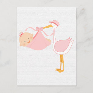 Carte Postale Faire-part Belle chatte rose, c’est une fille !