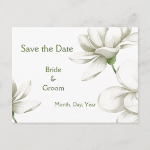 Carte Postale Faire-part Belle Fleur Jardin Blanc Sauvez la date