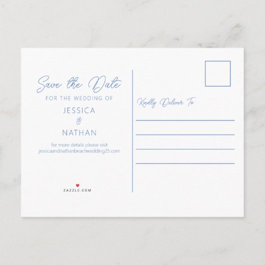 Carte Postale Faire-part Belle plage Horizon Photographie Enregistrer la da (Dos)