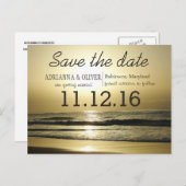 Carte Postale Faire-part Belle Sunrise Beach Waves Économisez La Date (Devant / Derrière)