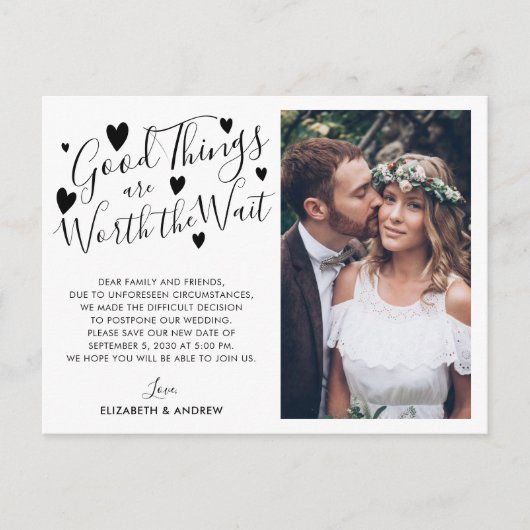 Carte Postale Faire-part Belles Choses Vaut La Peine Attendre Changer La Da (Devant)