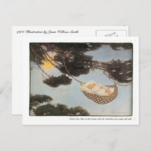 Carte Postale Faire-part Berceuse, Comptine pour Bébé Nouveau-Né (Devant / Derrière)