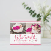 Carte Postale Faire-part Berry Pink Hello World Photo Birth Stat (Debout devant)