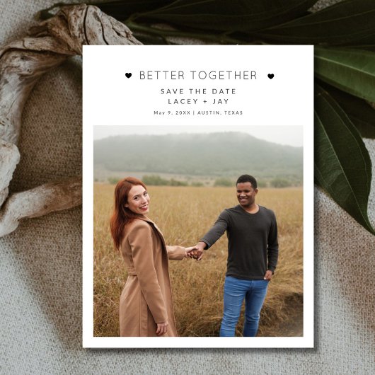 Carte Postale Faire-part Better Together Photo Wedding Enregistrer la date
