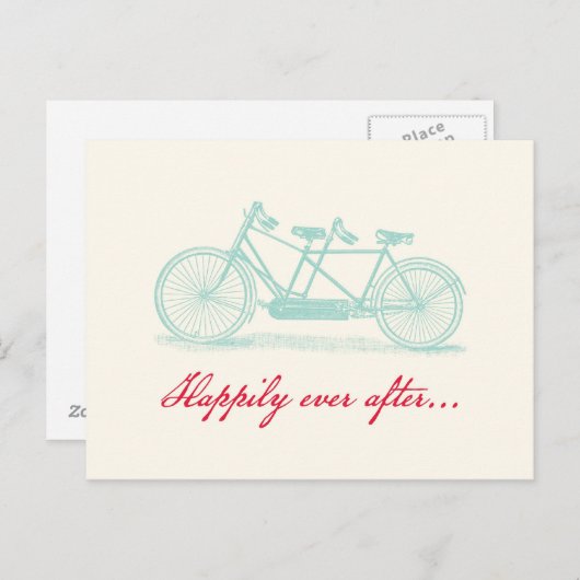 Carte Postale Faire-part Bicyclette construite pour deux enregistrer la dat (Devant / Derrière)