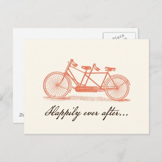 Carte Postale Faire-part Bicyclette construite pour deux enregistrer la dat (Devant / Derrière)