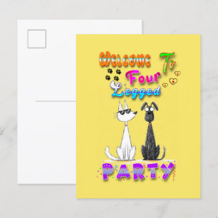 Carte Postale Faire-part Bienvenue à la fête à quatre pattes