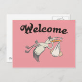 Carte Postale Faire-part bienvenue Rose bébé (Devant / Derrière)