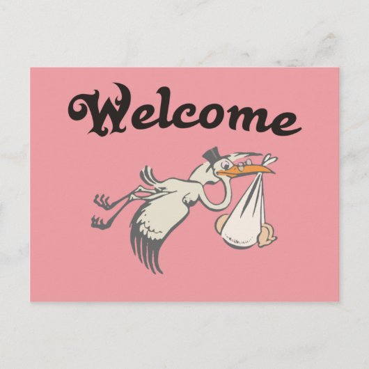 Carte Postale Faire-part bienvenue Rose bébé (Devant)