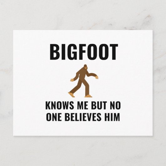 CARTE POSTALE FAIRE-PART BIGFOOT ME CONNAÎT (Devant)