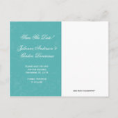 Carte Postale Faire-part Bijoux en ruban Damas turquoise Enregistrer La Dat (Dos)