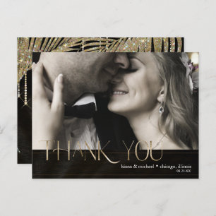 Carte Postale Faire-part Bijoux feuille Mariage Merci Gold ID830
