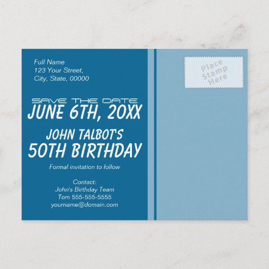 Carte Postale Faire-part Binocular Soccer 50e anniversaire Sauvegarder la d (Dos)