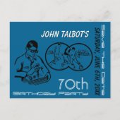 Carte Postale Faire-part Binocular Soccer 70th Birthday Enregistrer la date (Devant)