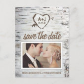 Carte Postale Faire-part Birch Tree Bark Mariage rustique Enregistrer les c (Devant)