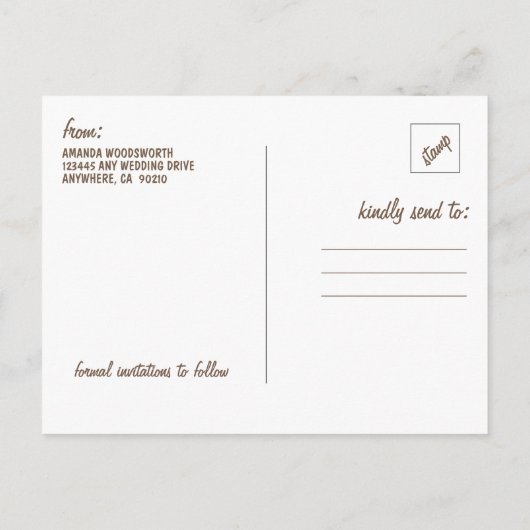 Carte Postale Faire-part Birch Tree Bark Mariage rustique Enregistrer les c (Dos)