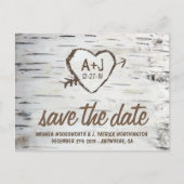 Carte Postale Faire-part Birch Tree Bark Mariage rustique Enregistrer les c (Devant)