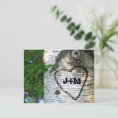 Carte Postale Faire-part Birch Tree Save Date Mariée Groom Heart Monogramme (Debout devant)
