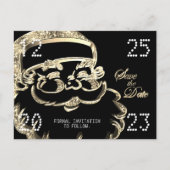Carte Postale Faire-part Black and Gold Père Noël Enregistrer la date Noël  (Devant)