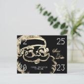 Carte Postale Faire-part Black and Gold Père Noël Enregistrer la date Noël  (Debout devant)