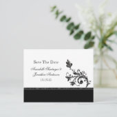 Carte Postale Faire-part Black and Silver Swirls Enregistrer la date (Debout devant)