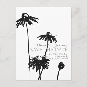 Carte Postale Faire-part Black and White Black Eyed Susans Enregistrer la d