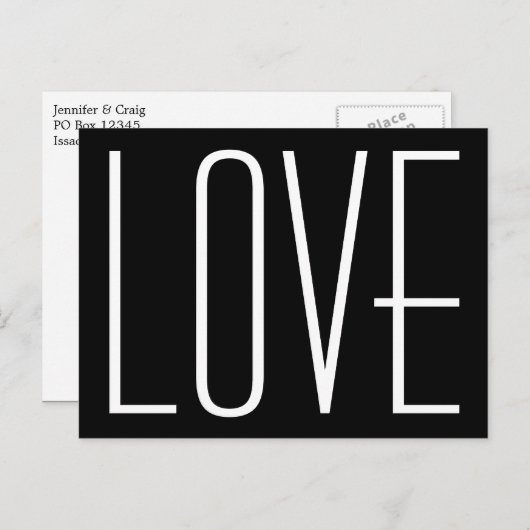 Carte Postale Faire-part Black and White Love Enregistrer la date (Devant / Derrière)