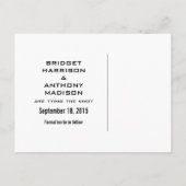 Carte Postale Faire-part Black Chic Flourish Banner Enregistrer la date Car (Dos)